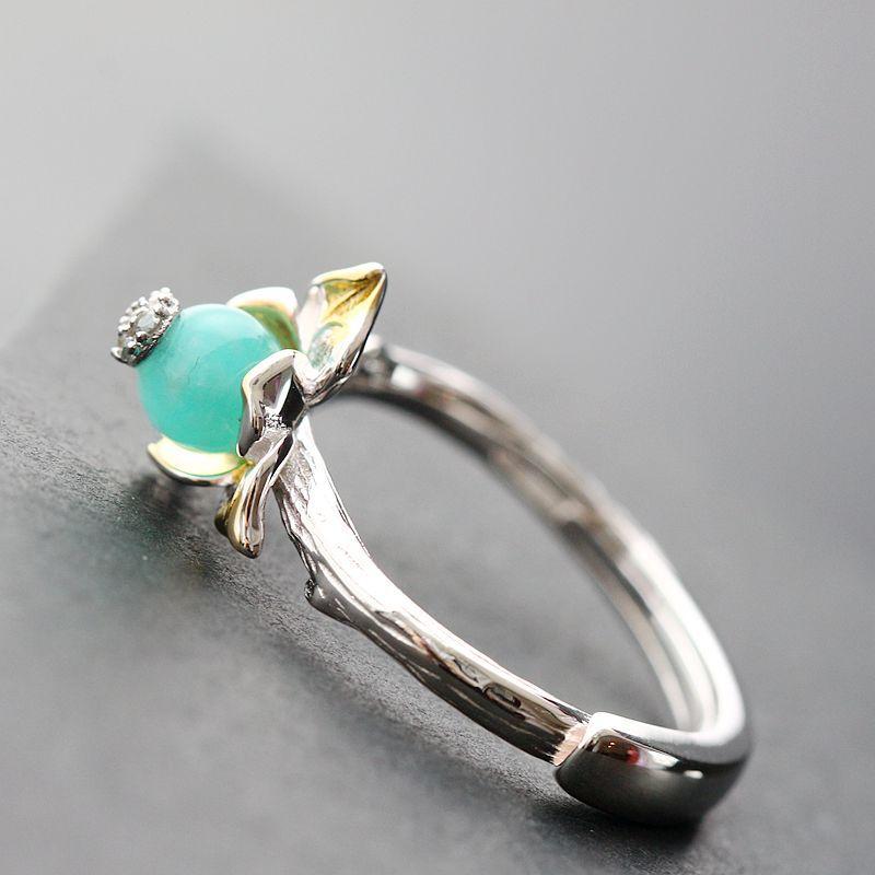 Bague en argent sterling 925 Nvjie avec ouverture de pétales de mode