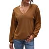European & American Autumn 2025 Retro V-neck Waffle Long-sleeve Women's Pullover Top
