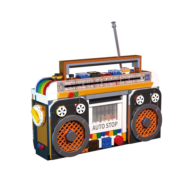 554PCS Color Radio Building Blocks Retro Miniature Appliance Assembly Retro Radio Blocks Radio Model Cassette Deck Vintage Radio Model Retro Appliance