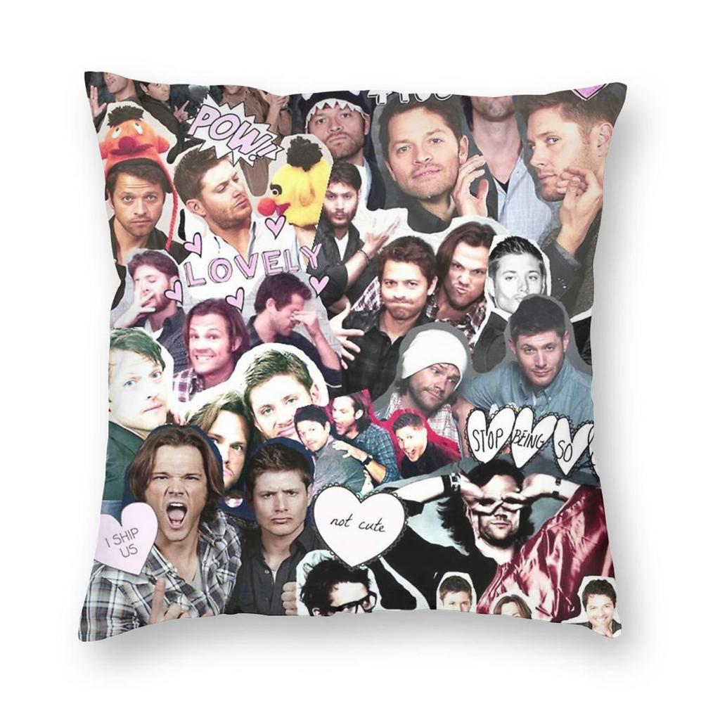 Supernatural Collage Square Pillowcase Polyester Linen Velvet Pattern Zip Decorative Throw Pillow Case Sofa Seater Cushion Cover