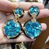 2026 New Chinese Black Enamel Blue Shell Earrings Size Round Vintage Court Style Light Luxury Stud Earrings