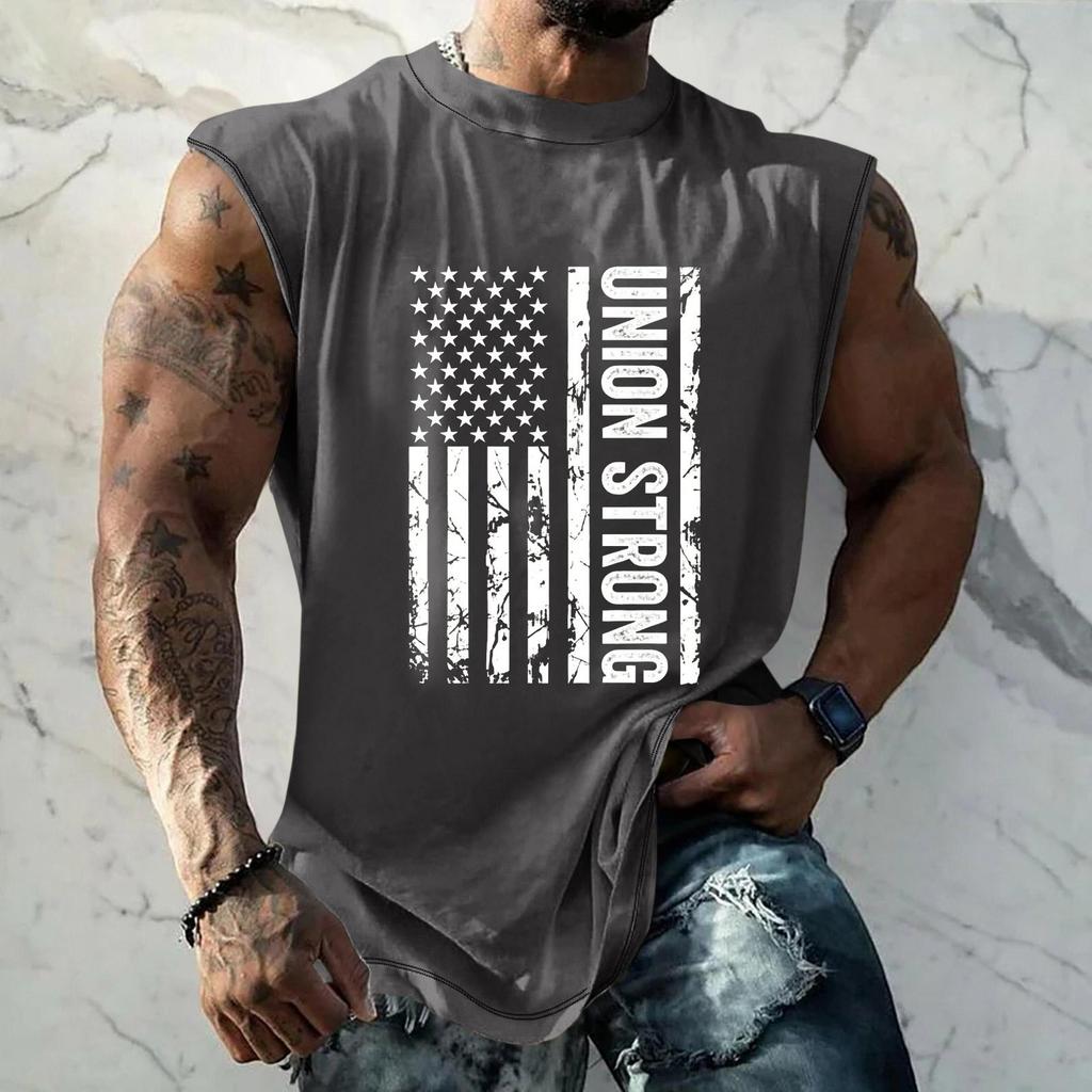 Men Sleeveless Tank Top Loose Fit Casual Workout Muscle Shirt Printed Graphic Design Lightweight Summer Athletic Vest