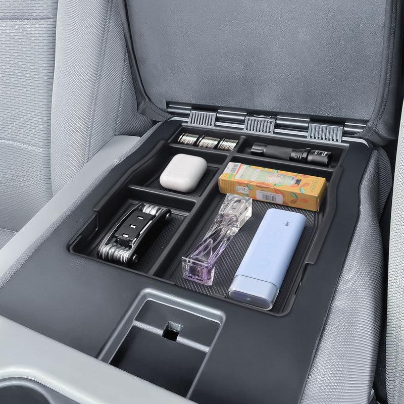 Jump Seat Front Center Console Organizer Ford F150 2015-2024 2025 Armrest Jump Seat Storage Box Tray Interior Car Accessories