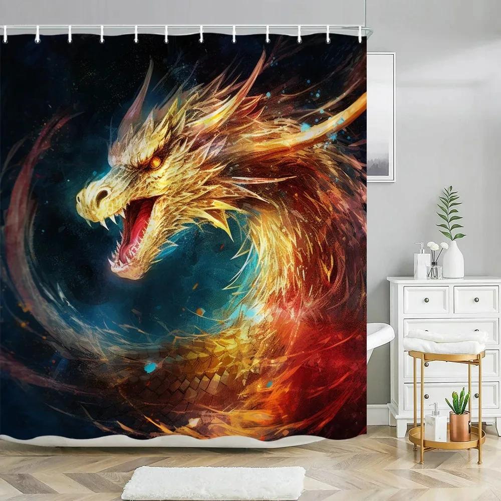 Funny Bulldog Fabric Shower Curtain Bear Deer Cow Forest Animal Vintage Style Polyester Fabric Art Shower Curtain Bathroom Decor
