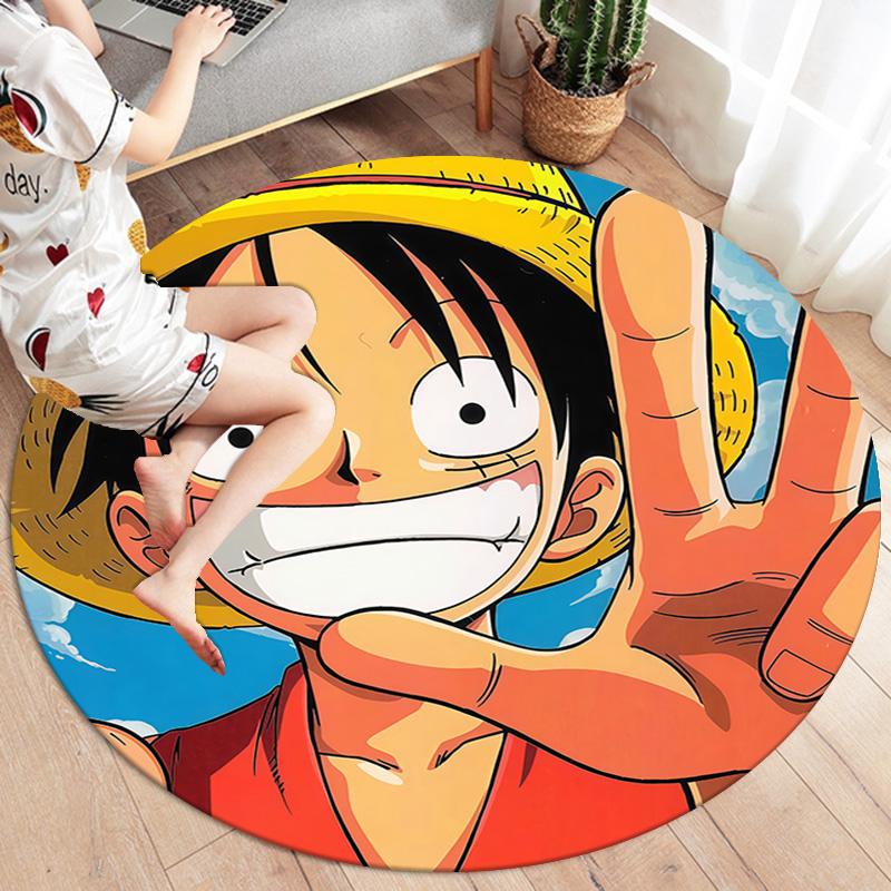 One Piece Monkey D Luffy Round Area Rug Carpet Rug For Living Room Bedroom Sofa Playroom Decor Nonslip Floor Mat