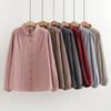 Long Sleeved Shirt Women's Korean Version Loose Slimming Embroidery Double-layer Cotton Yarn White Base Shirt