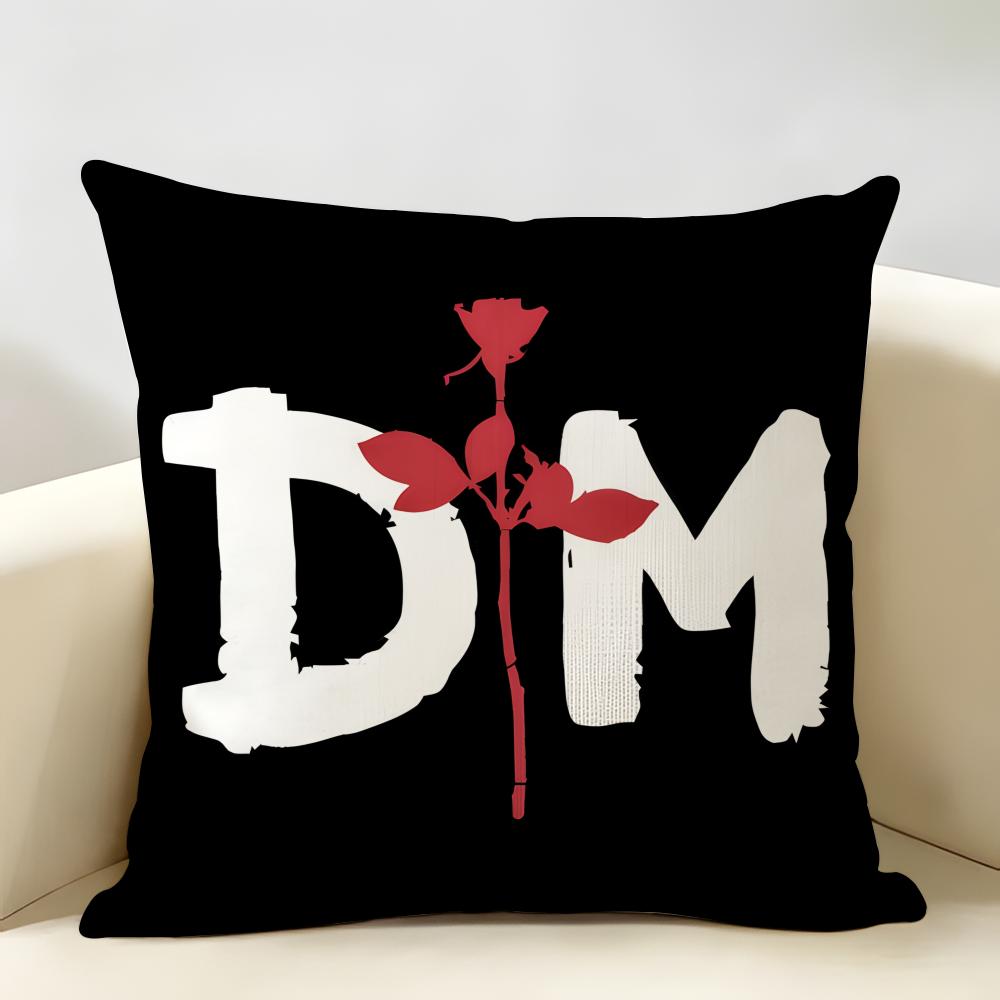 DDepecheMode LOGO Cushion Cover Natural Linen Organic Fabric DoubleSided Printing Room Sofa Decor Pillow Case