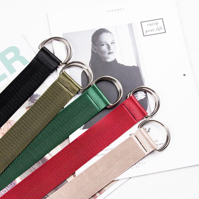 3.8cm Double D-ring Canvas Belt - Trendy Unisex Korean Style for Jeans and Workwear