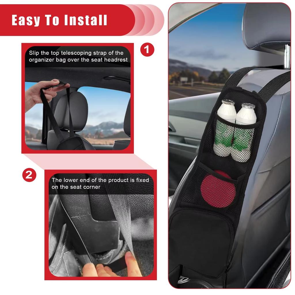 Car Seat Side Storage Bag Vehicle Backrest Side Hanging Pouch Auto Organizer Pocket Accessories
