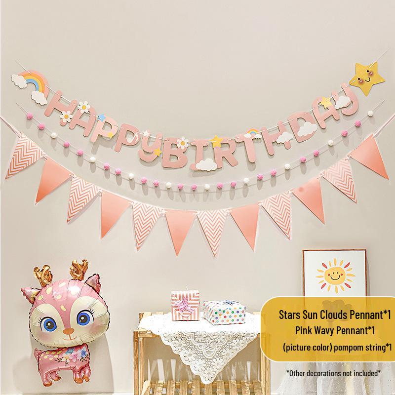First Birthday Pom-Pom Bunting & Photo Banner for Boys and Girls
