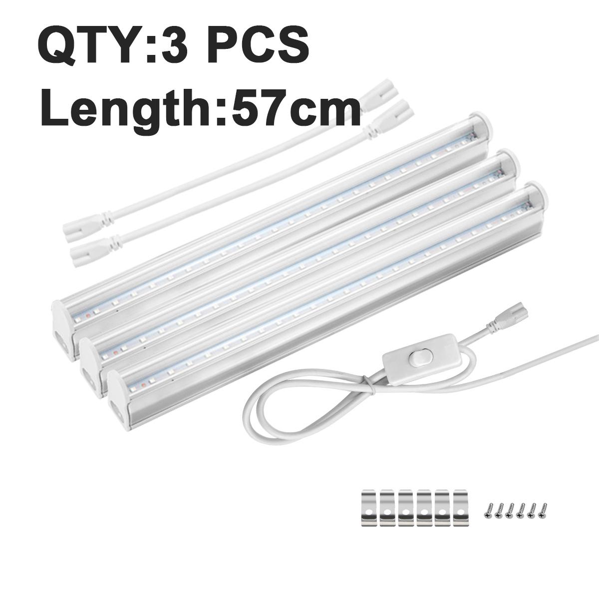 

T5 Трубка Лампа Светодиодная лампа для выращивания растений Овощные семена цветов Выращивание палаток Освещение коробок Фитолампы Полный спектр 85-265 В Светодиодная фитолампа с адаптером ЕС 3X57CM EU Plug