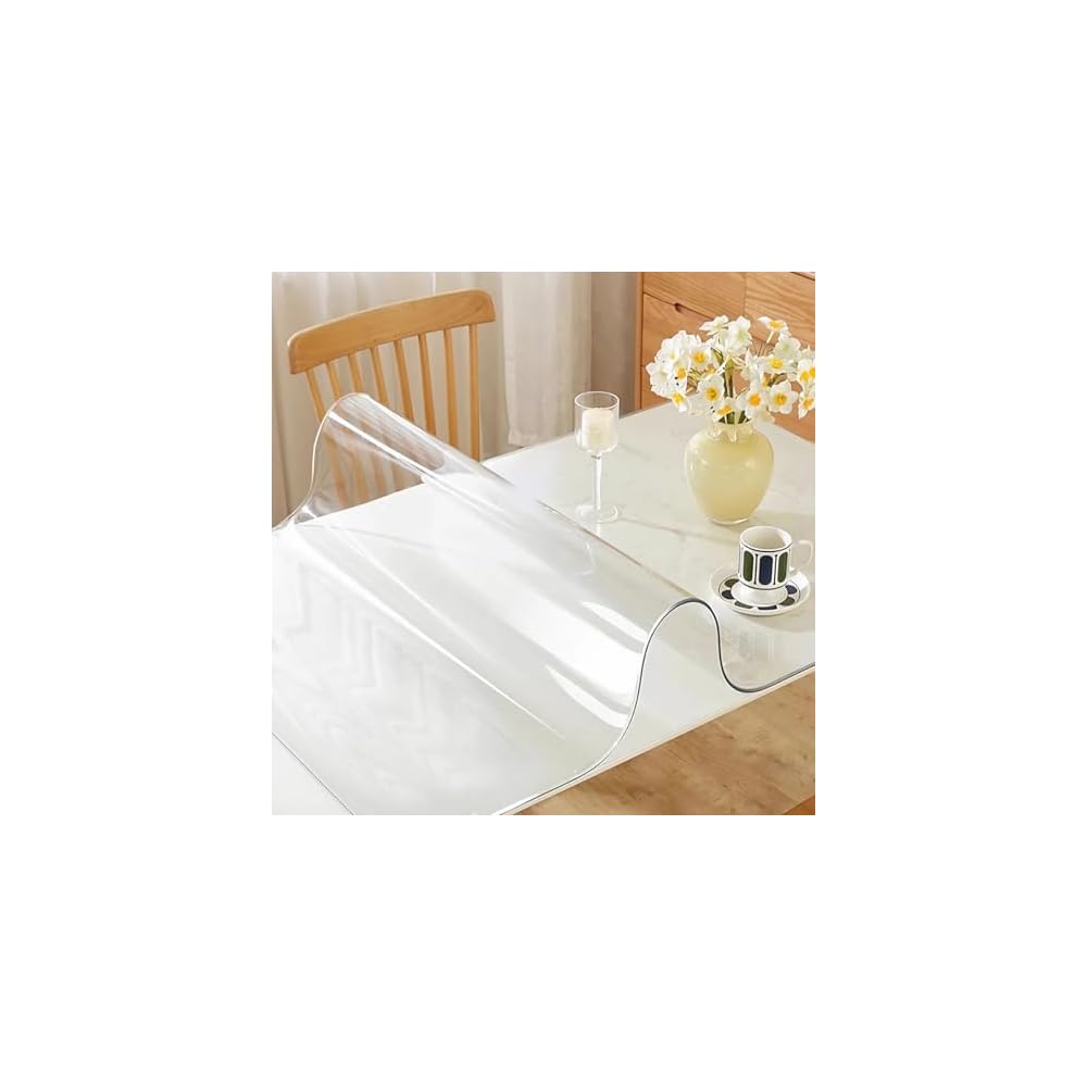 Godamiu Transparent Tablecloth 100x100cm 15mm Vinyl Sheet Desk Mat Table Protection Thick PVC