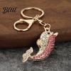 Women Dolphin Keychain Bling Rhinestone Keychain  Zinc Alloy Car Key Ring  Ocean Theme Sea Animal Pendant for Backpacks Handbag Decoration