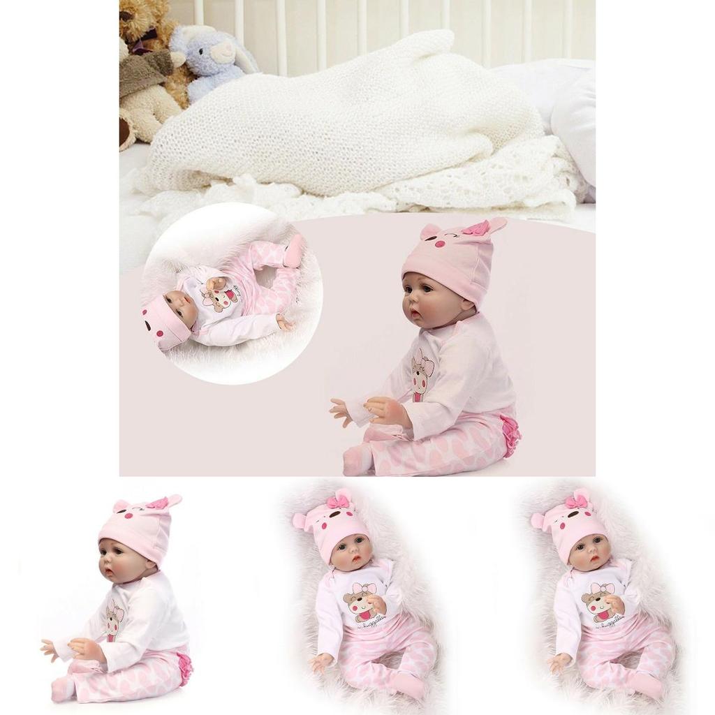 Lovely 16" Soft Silicone Reborn Doll With Natural Mohair And Realistic Baby-like Appearance