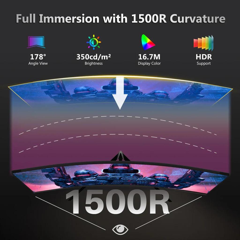 27 Inch Curved Gaming Monitor Z-EDGE UG27P - 1500R Curved Screen -FHD 1920x1080 Resolution - 280Hz - MPRT 1ms - HDMI 2.0 & DisplayPort 1.2