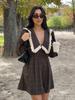 British V-neck Slim Fit Long Sleeve Dress - Sweet, Fresh College Style