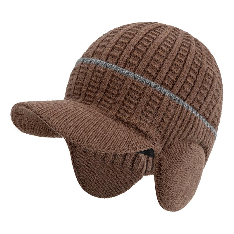 

Новый стиль плюшевая меховая подкладка зимняя шапка с ушками простая цветная шапка-бини для мужчин теплая шапка зимняя шапка подарок отцу теплый 55cm-60cm