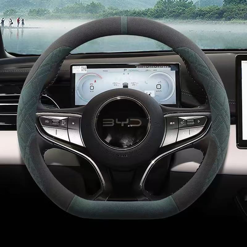 Wildleder Lenkradabdeckung für BYD Dolphin Mini 2024 2025 2026 Auto-Styling Autozubehör