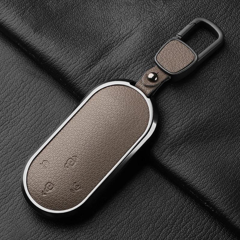 Aluminum Alloy Goatskin Car Key Case Cover For Aito M9  Car Key Protection Shell Accessories