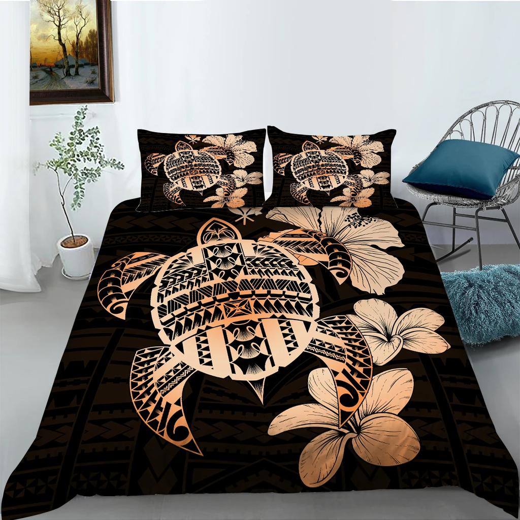Exotic Sea Turtle Duvet Cover Set Bohemian Floral Ocean Animal Bedding Set Microfiber Tortoise Comforter Cover Single Queen Size