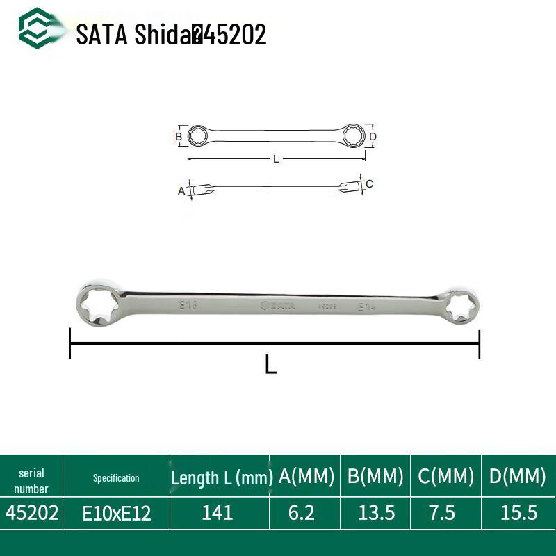 SATA E10xE12 Ratchet & Open-End Star Wrench