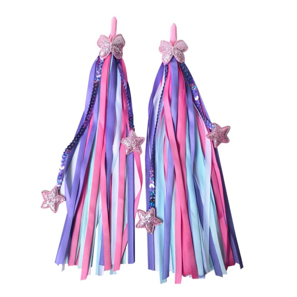 1pair Colorful Bike Streamers Ribbon Style Scooter Tassels Sparkly Handlebar Streamers  Bicycle 1