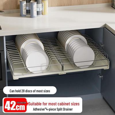 Zhishi Stainless Steel Pull-Out Dish Drying Rack for Cabinets