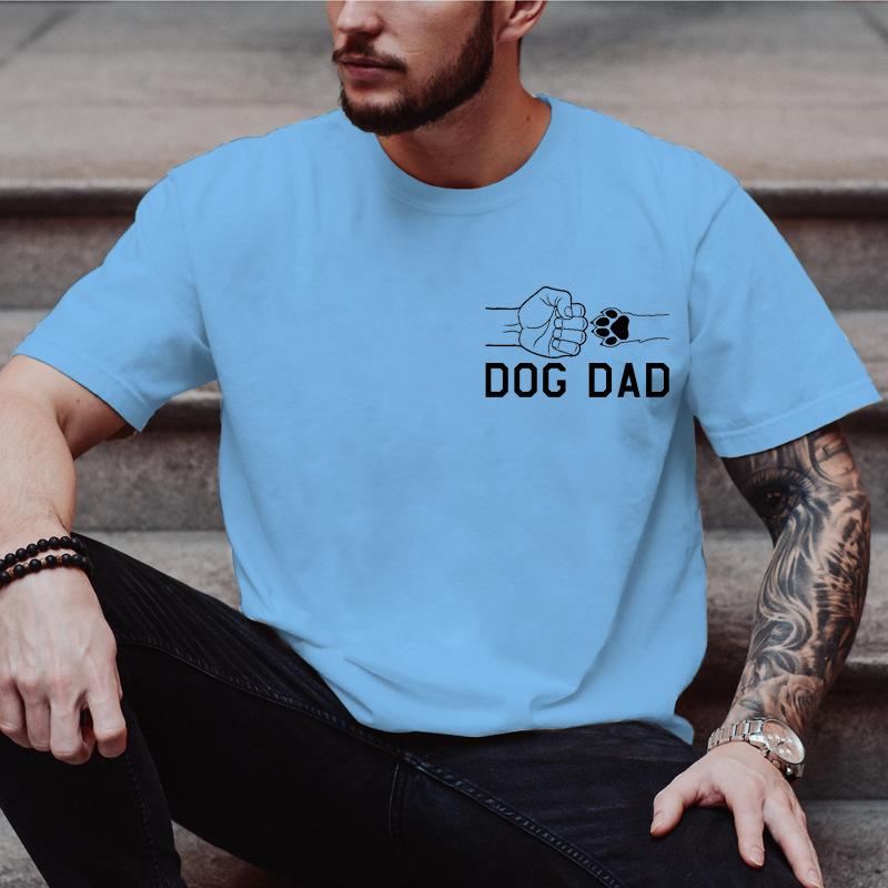 Unisex Crew Neck Dog Dad Paw Fist Graphic Short Sleeve Cotton Tee Casual Summer Streetwear Loose Basic Daily Outdoor Wear Top