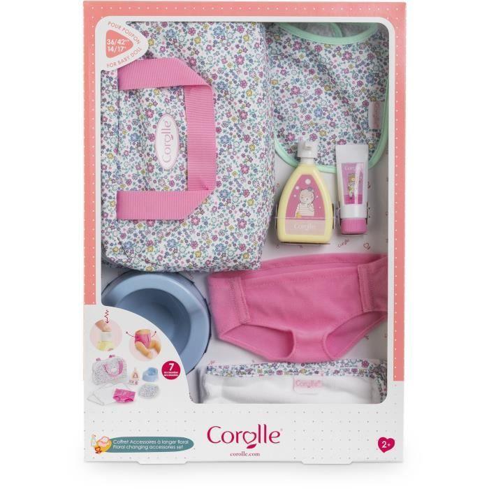 Accessoires poupons - COROLLE - Coffret Accessoires à Langer Floral - 7 accessoires - dès 2 ans