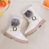 Mädchen Mode Stiefel mit flauschigem Haarball Niedlich Warm Herbst Winter Kinder Gummistiefel Süße Prinzessin Seitenreißverschluss Rutschfest Weich
