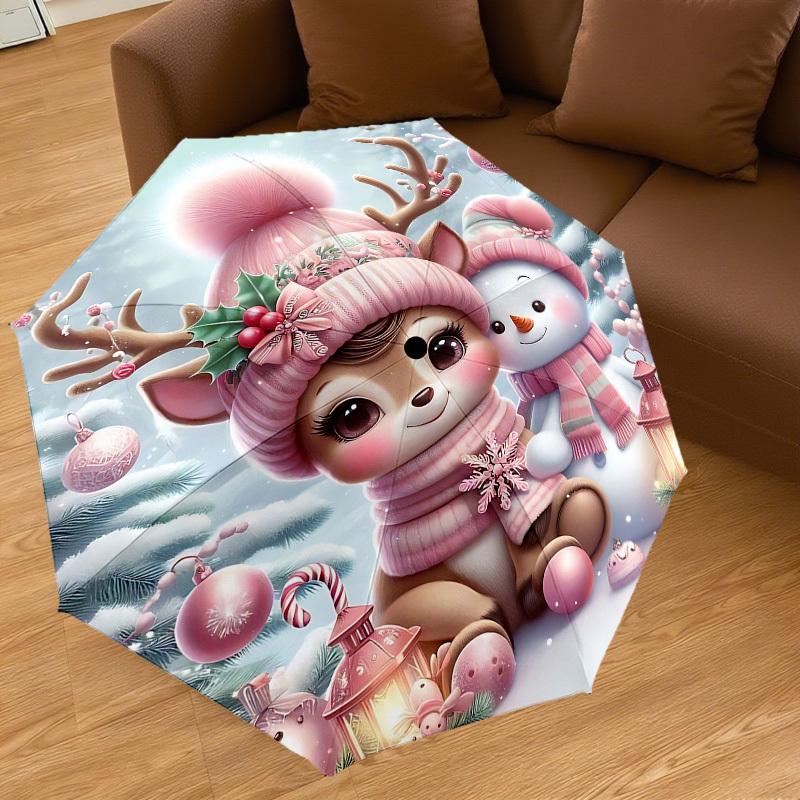 1PC Christmas, Winter Automatic Open/Close Umbrella with Windproof, 8-Rib Sturdy Canopy, Durable Ribs, Fashionable Design, Outdoor Accessory, Fun Prin