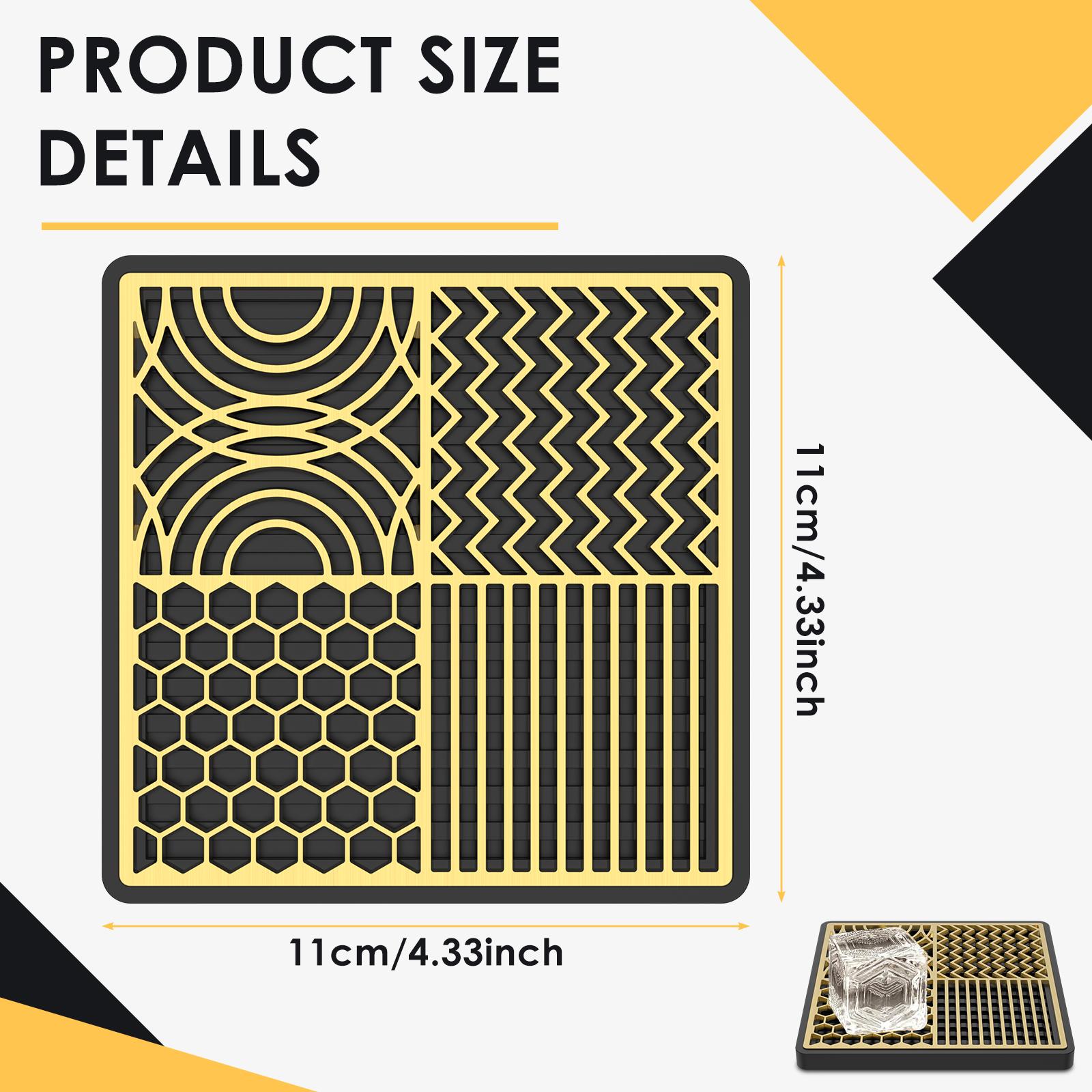 Ice Stamp Tray Brass Ice Cube Imprinter Convenient Ice Stamp Tray with Silicone Mat for Whiskey Cocktail Kitchen Bar Accessories