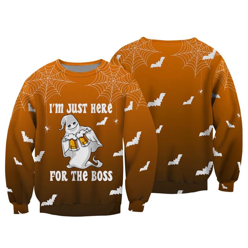 Horror 3D Print Sweatshirts Halloween Harajuku Men Pullover Sweater Long Sleeve Crewneck Streetwear Hoody Clothing Fun Kids Tops