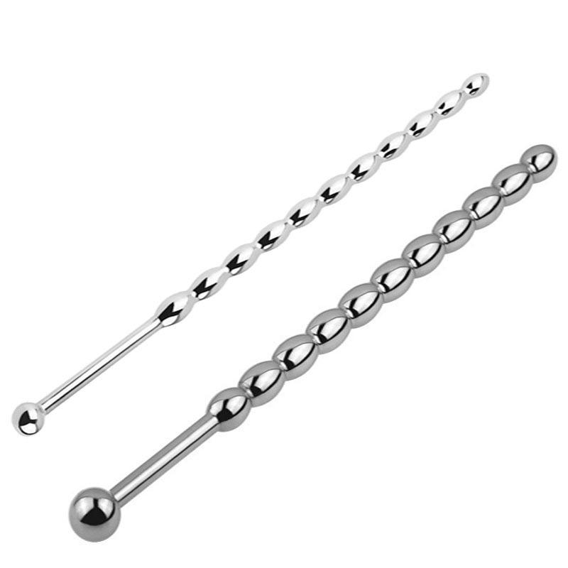 Short Metal Urethral Dilator with Eyelets & Beads, Self-Stimulation Insert Stick for Adults