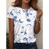 Damen T-Shirt Print Floral Grafik Pflanzen Vintage Stilvoll Klassisch Kurzarm Rundhals Normale Oberteile