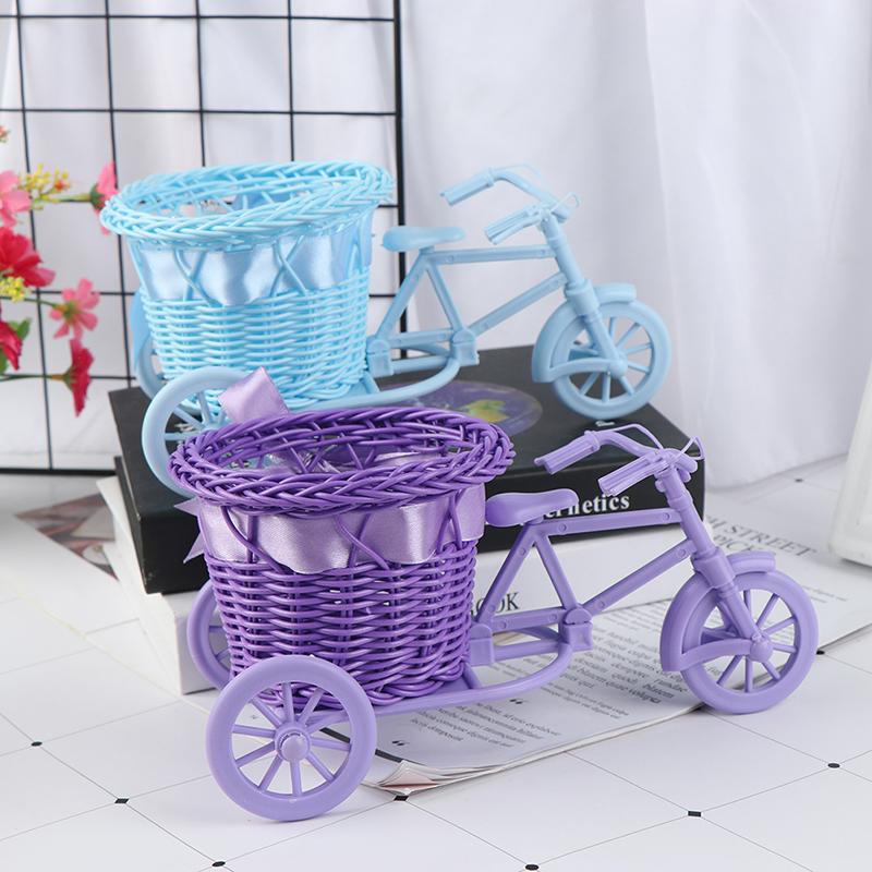 Small Tricycle Bicycle Flower Basket Vase Storage Home Office Table Desk Decor