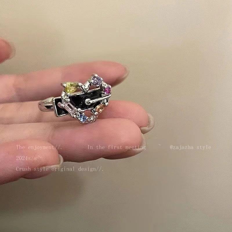 New Light Green Butterfly Sparkly Open Adjustable Ring All-match Ring Ring for Women Jewelry Resin Ring