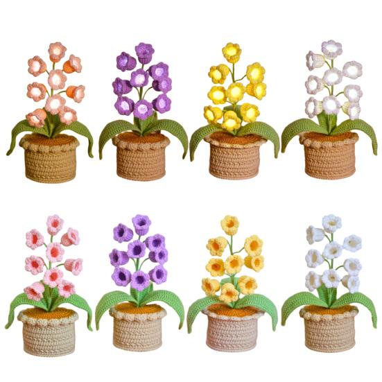 Konvalinková lampa Háčkovaná umělá květina Noční světlo Ručně vyráběná pokojová rostlina Stolní lampa pro ženy Manželku Přítelkyni Narozeniny Vánoce Valentýn