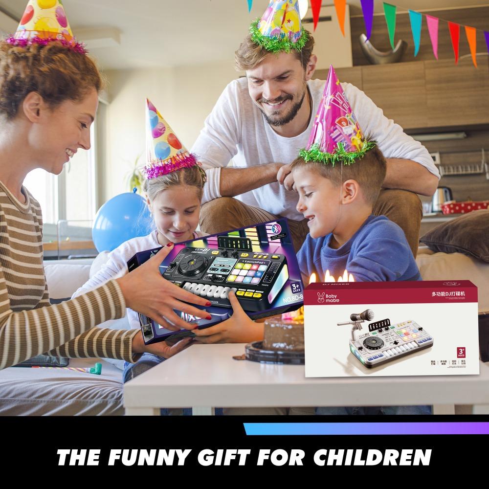 Non-Toxic Kid Dj Mixer With Microphone Electronic Piano Keyboard Bluetooth Dj Turntable Controller Musical Instrument Kid Christmas Gift