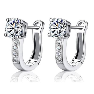 925 Sterling Silver Pierced Earrings Fashion AAA Zircon Wedding Jewelry