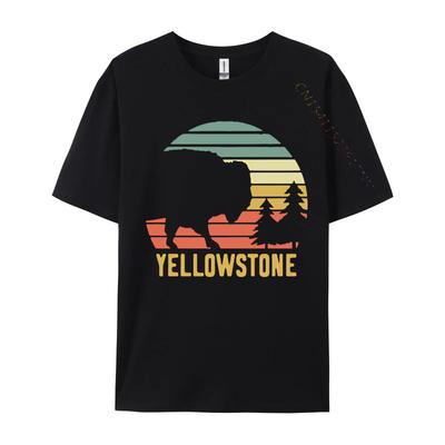 Yellowstone National Park Bison Vintage Tshirt Top Tees Youth Teeshirts Cotton Printed On Fall Clothes Aesthetic