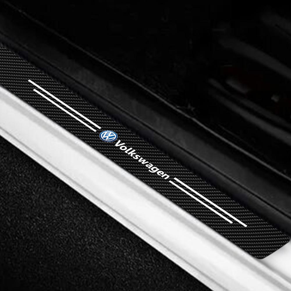 4Pcs Car Door Sill Protector Stickers Carbon Fiber Stickers for Volkswagen Golf 4 mk5 Passat b8 b5 VW Sharan Polo Tiguan R Line BJKMN1