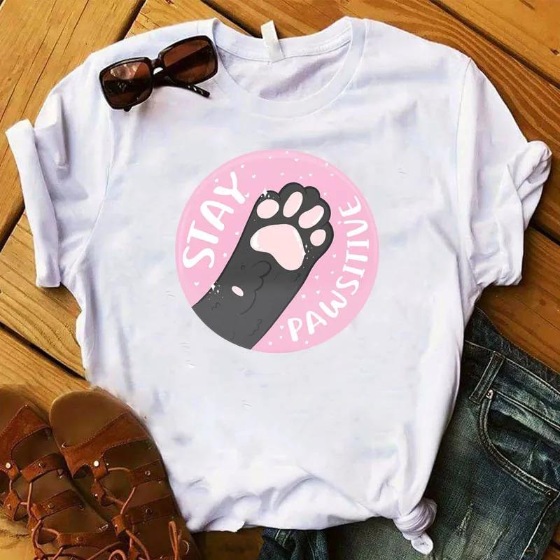 Women T Graphic Flower Never Walk Alone Dog Paw Fashion Printed Top Tshirt Female Tee Shirt Ladies Clothes Tshirt
