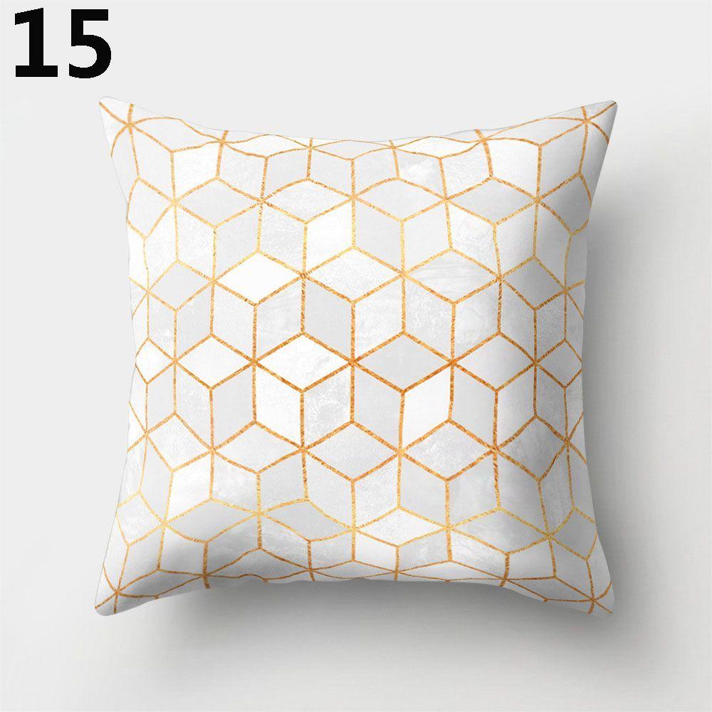 Gold Shining Home Decor Car Seat Peach Skin Cashmere Cushion Cover Pillow Cases Geometric Printed