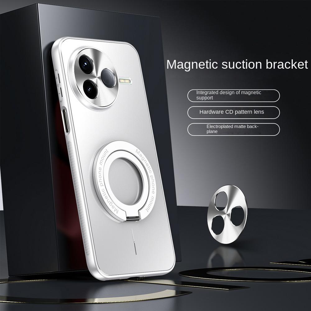 Electroplated Micro-matte Back Plate with Thin Magnetic Ring Case For Poco F7 Ultra POCO F7 Pro Camera Protect Cover