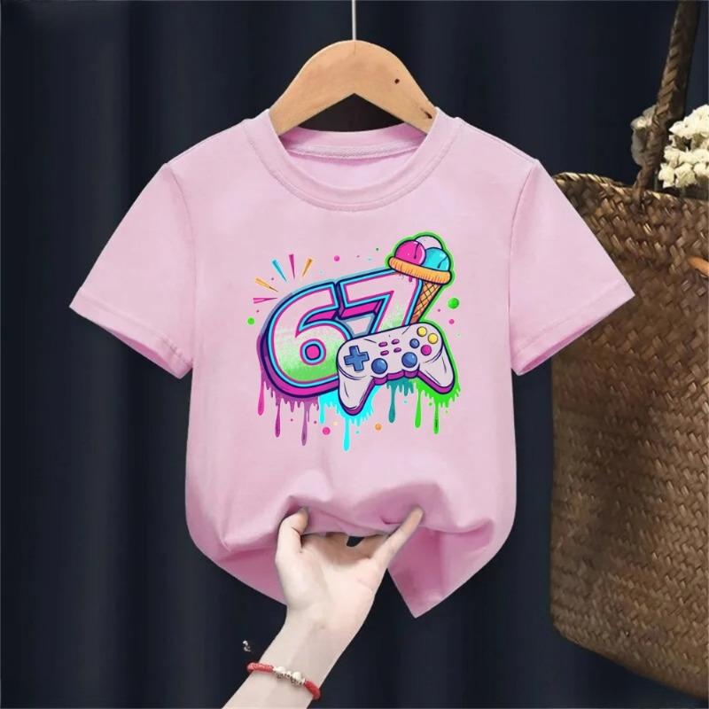 Kids Cotton T-Shirts Cartoon Anime Cat Print Tops for Girls Boys Aphmau Outfits Womens T-Shirts Fashionable Children's Clothing