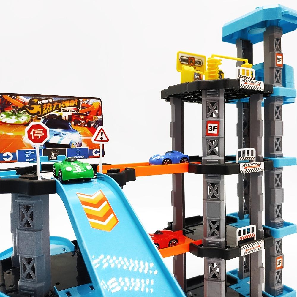 Small Parking Garage Plaything Playset Race Car Ramp Track Toys Sets With Racer Cars 4 Parking Levels Birthdays Gifts For Young Boys Girls