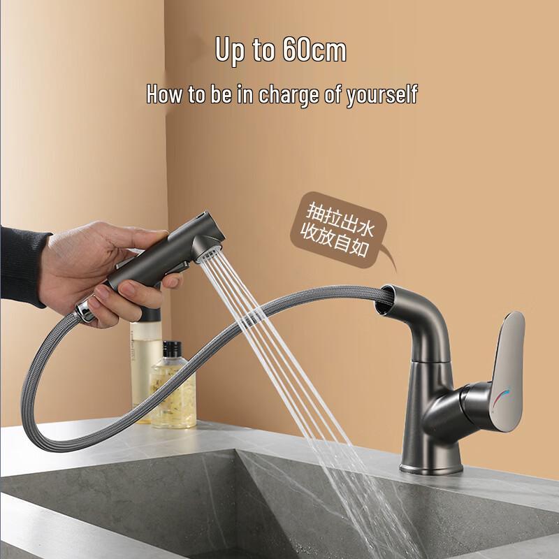 TLXT Bathroom Lift-Up Pull-Out Basin Faucet