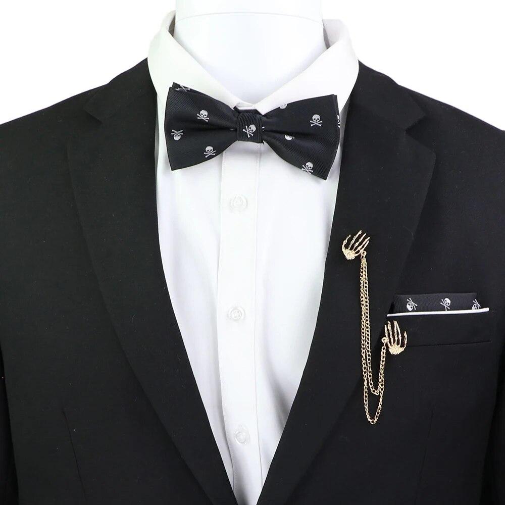 Набір краваток-метеликів, візерунок із зображенням черепа-дракона, чоловіки, платок із метеликами, брошка з китицями, весілля, вечірка на Хелловін,