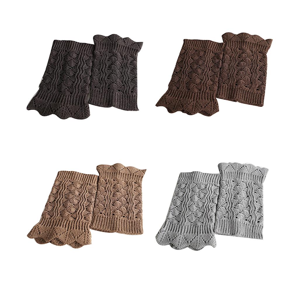 1 Pair Cute Soft Lace Women Girl Winter Leg Warmers Acrylon Crochet Hollow Knit Boot Socks Toppers Cuffs